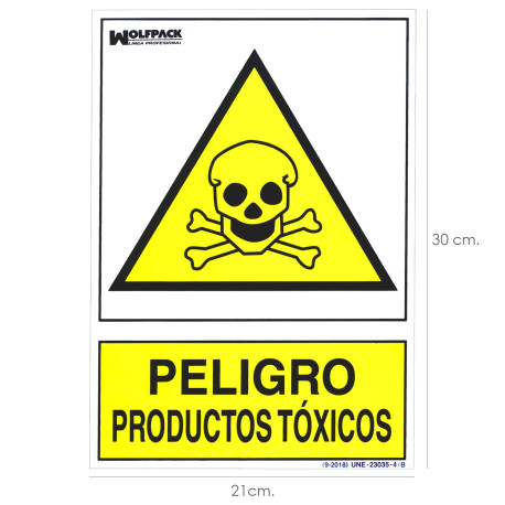 Cartel Peligro Productos Toxicos 30x21cm.