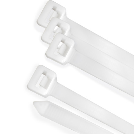 Brida Nylon 100%. Color Blanco / Natural 7,5 x 360 mm. 100 Piezas. Abrazadera Plastico, Organizador Cables, Alta Resistencia