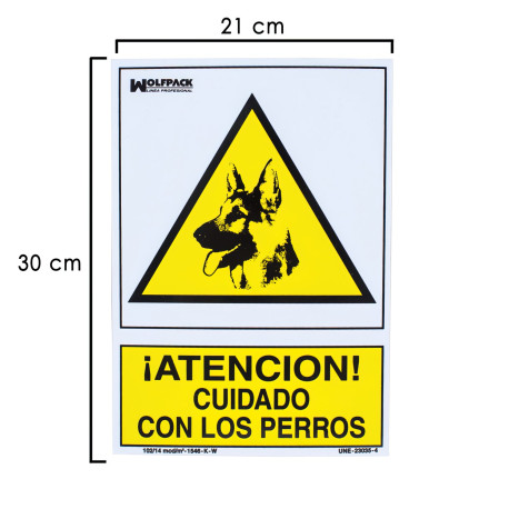 Cartel Cuidado Con Los Perros 30x21 cm.