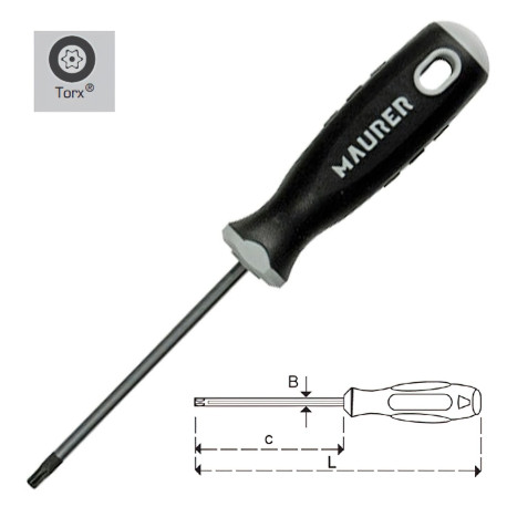 Destornillador Maurer Torx Inviolable  8 x 80 mm.