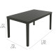 Mesa Resina Lamas Antracita Sumatra 138x78x72 (Alt) cm.