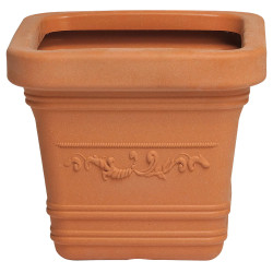 Saturnia Macetero Resina Cuadrado, Color Terracota, Resistente, Ideal Exterior, 40x40cm.